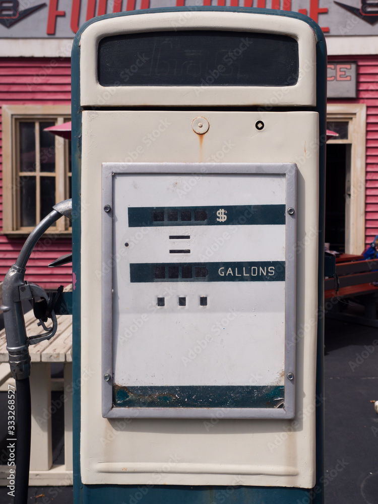 Fototapeta premium Detail of an old classic petrol pump.