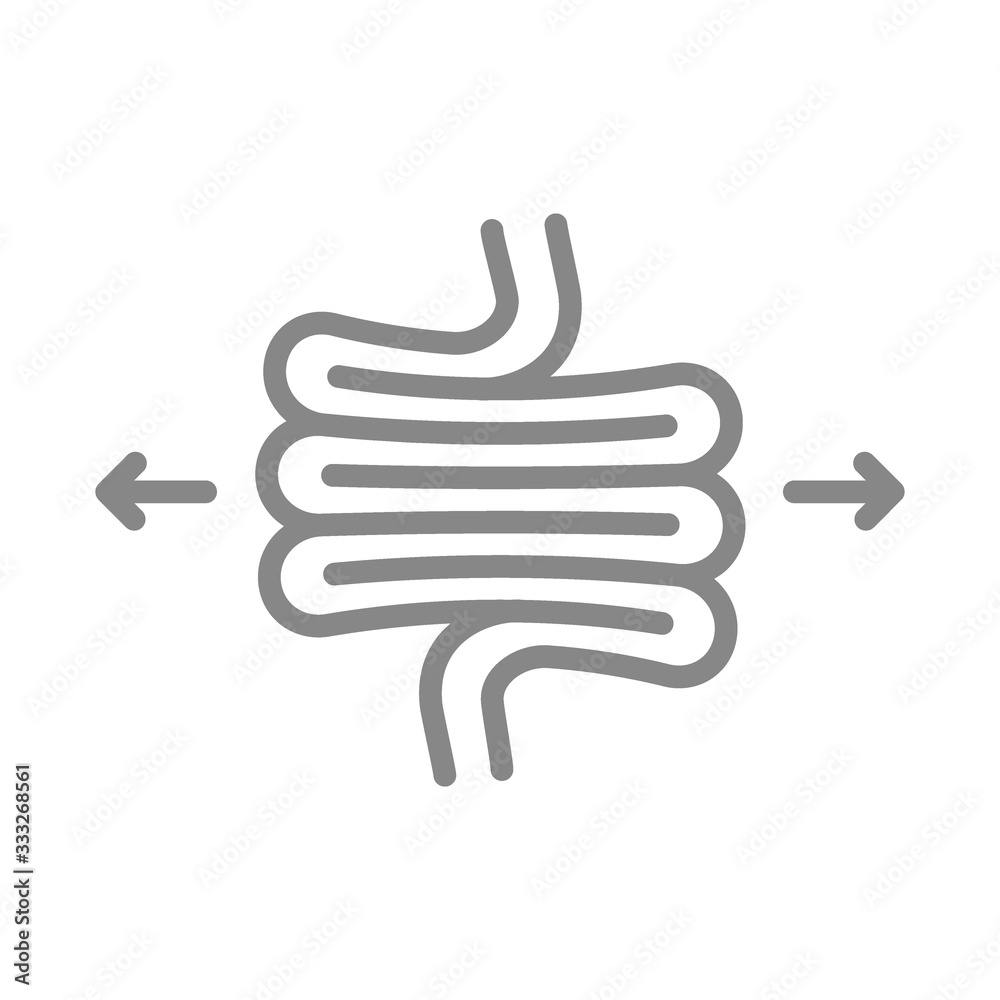 Obraz premium Irritable bowel syndrome line icon. Diseases internal organ, intestine dolichosigma symbol