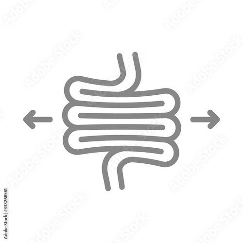 Irritable bowel syndrome line icon. Diseases internal organ, intestine dolichosigma symbol