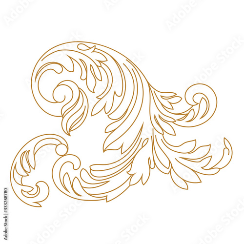 Golden vintage baroque ornament, corner. Retro pattern antique style acanthus. Decorative design element filigree calligraphy vector. - stock vector 