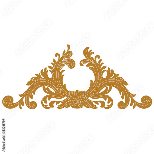 Golden vintage baroque ornament  corner. Retro pattern antique style acanthus. Decorative design element filigree calligraphy vector. - stock vector 