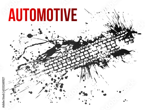 Tire track, vector illustration, grunge.