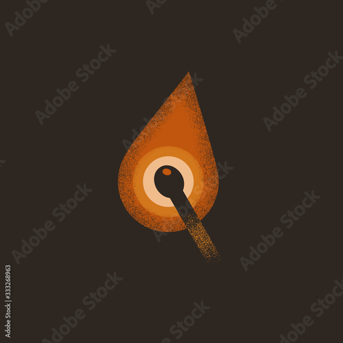 Vector illustration of lighted match. 