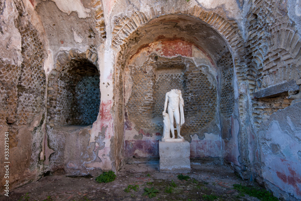 Archaeological Complex of ancient Roman baths of Baia. Campi Flegrei regional park, Bacoli, Naples, Campania, Italy