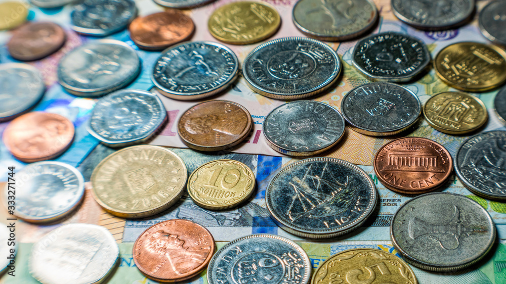 Coins of the world. Travel and Economy Concept Coins of the world. Travel and Economy Concept