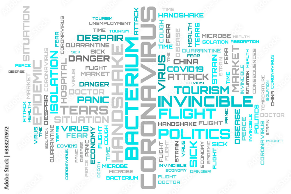Virus text turquoise word cloud on white background Virus text turquoise word cloud on white background