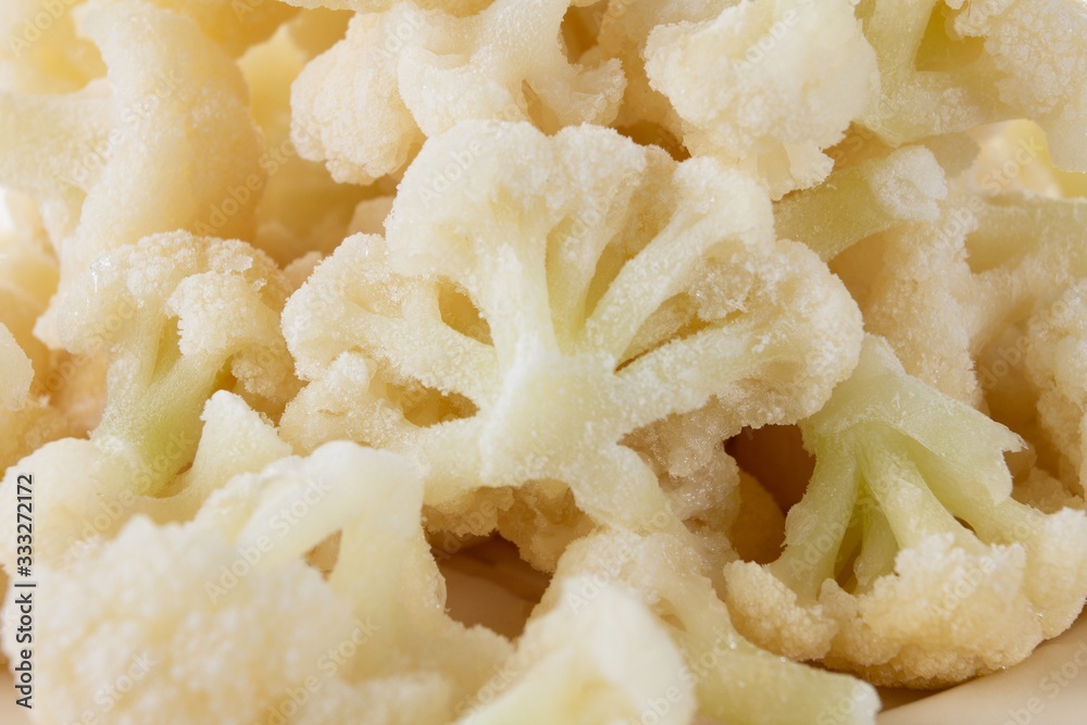 Frozen white cauliflower and healthy food vegetable, vegetarian. Frozen white cauliflower and healthy food vegetable, vegetarian.