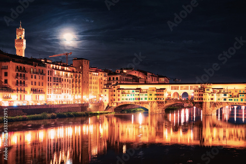 Ponte Vecchio bridge at Florence night photo