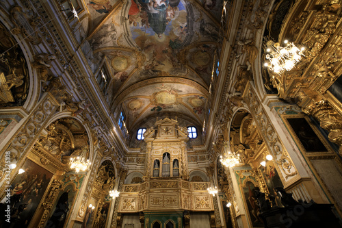 Serra San Quirico (AN), Italy - January 1, 2019: Santa Lucia church inside in Serra San Quirico village, Ancona, Marche, Italy