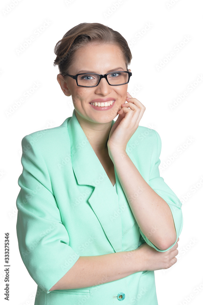 Portrait of beautiful young businesswoman with glasses