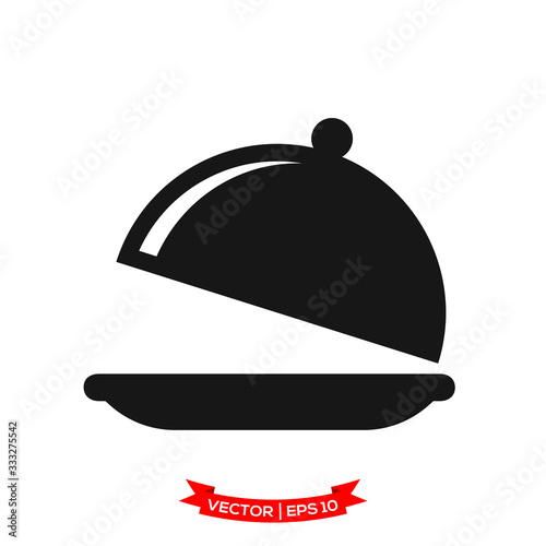 serving icon in trendy flat design, restaurant icon, dish icon, food of tray vector icon