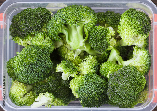 Vegetables top view brocoli plastic case