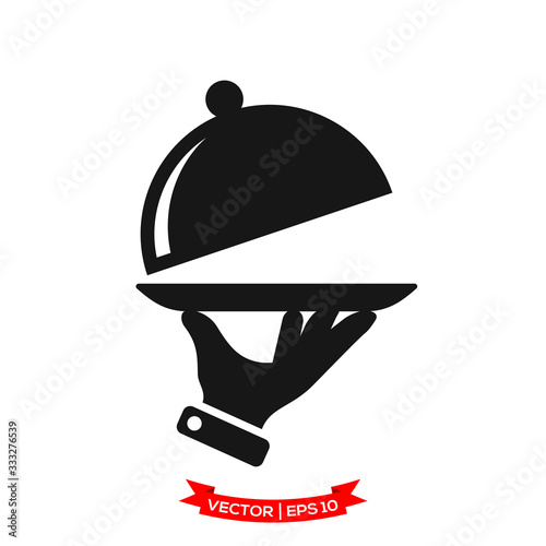 serving icon in trendy flat design, restaurant icon, dish icon, food of tray vector icon