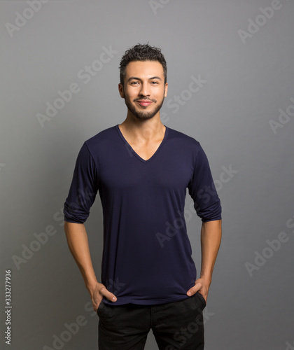 studio portrait of a happy man 