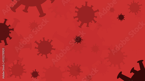Red COVID-19 background with bacterium