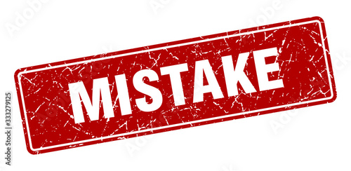 mistake stamp. mistake vintage red label. Sign