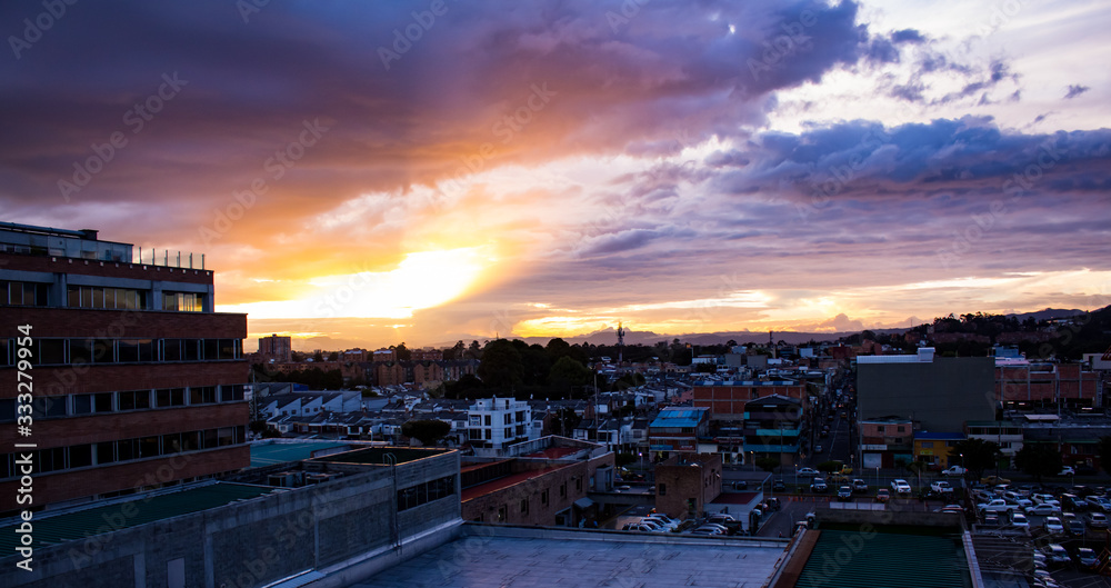 view of city at sunset