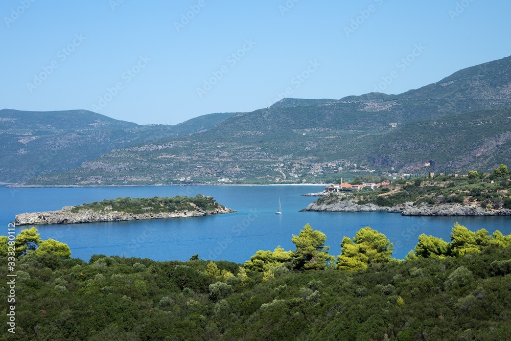 Coast landscapes near Kardamili town at Messinian Bay, South Peloponnese, Greece