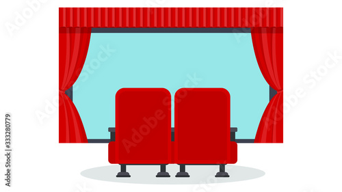 Cinema seats illustration. Flat vector objects isolated on a white background.