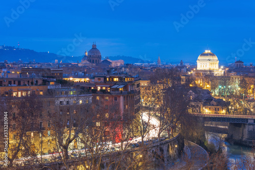 night street lights in Rome in Italy