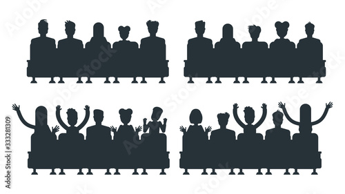 Silhouettes of people in cinema. Flat vector illustration.