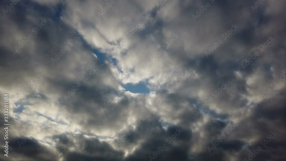 Altocumulus clouds timelapse , wonderful natural lights effects and colors with slowly and scenic movement and shadows in ominous sky