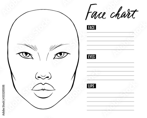 Face chart Blank. Makeup Artist Vector template.