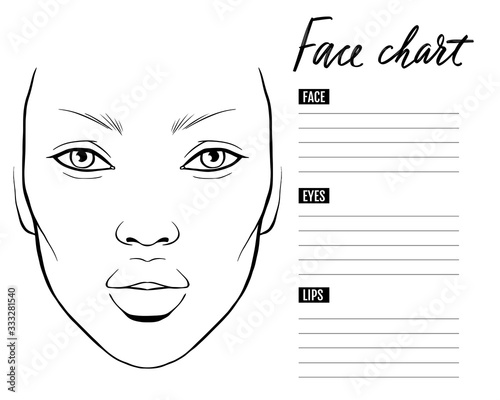 Face chart Blank. Makeup Artist Vector template.