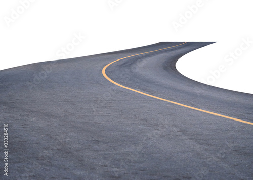 Winding asphalt road with yellow symbol © Mumemories