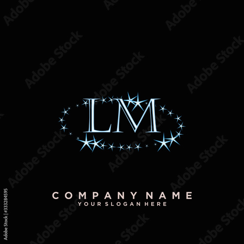 Initial Letter LM Logo With circle Template Vector	
