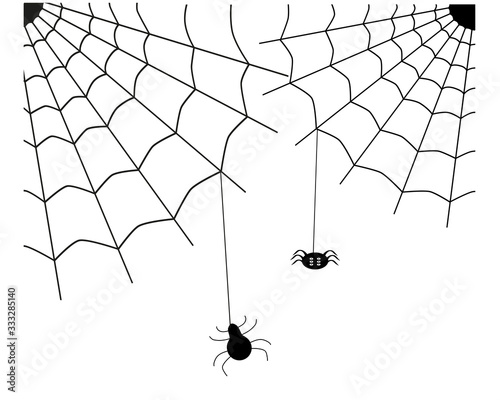 Spiders knit a spider web.Illustration for halloween