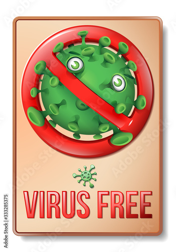 Retro Prohibition Sign With Funny Green Virus - Virus Free