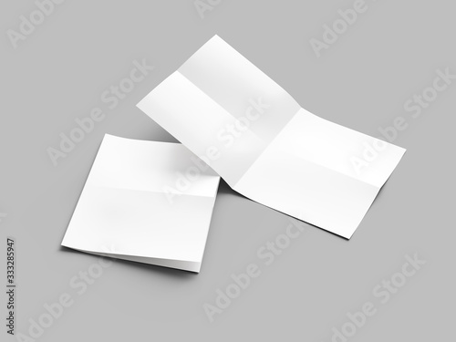 Sheet of paper folded to four. Letter or poster mockup. 3d illustration