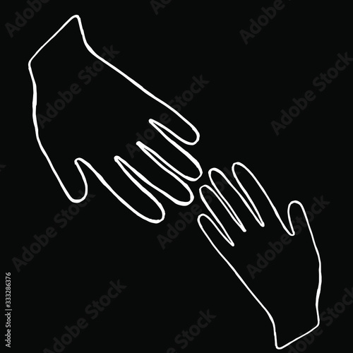  Vector illustration.Close-up of hands that stretch to each other.
