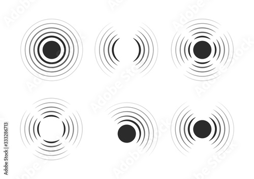 Set of radar icons. Sonar sound waves. Modern flat style vector illustration