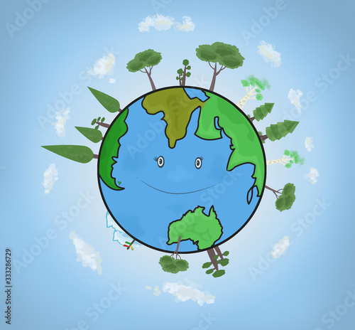 pianeta terra, disegno, illustrazione, gloyus