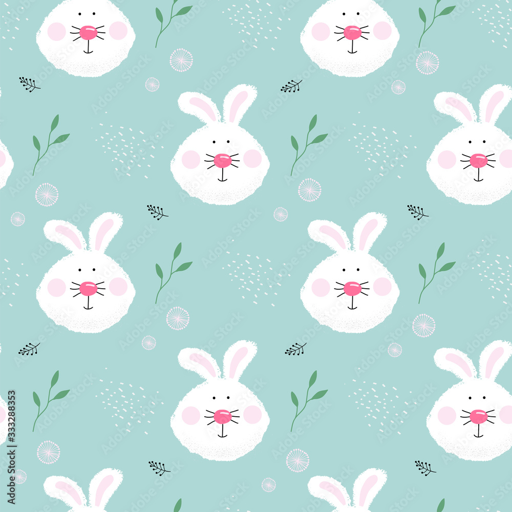 Seamless pattern cute rabbit face, vector illustration Seamless pattern cute rabbit face, vector illustration