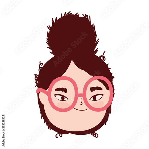 face young woman with glasses female character isolatd icon