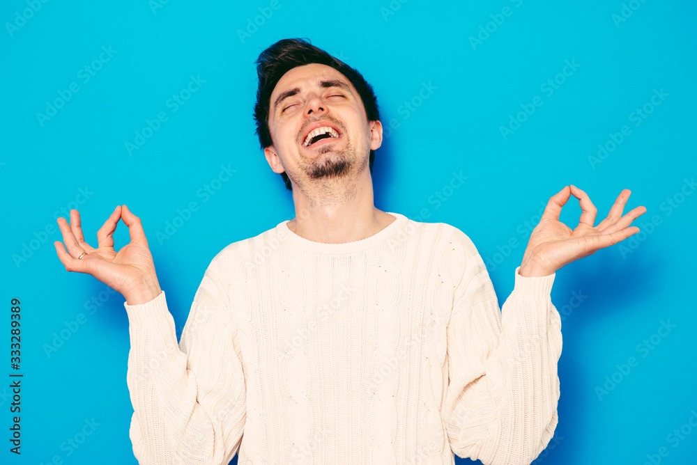 Portrait man, eyes closed, in meditation Portrait man, eyes closed, in meditation