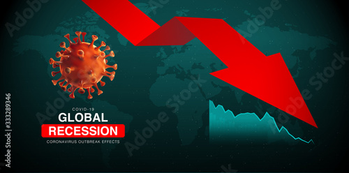 The Great Global recession. Coronavirus (covid-19) outbreak effects. Economy crisis design background vector template with candle stick illustration