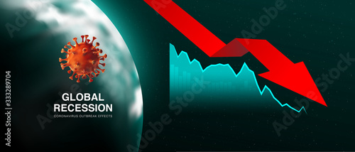 The Great Global recession. Coronavirus (covid-19) outbreak effects. Economy crisis design background vector template with candle stick illustration
