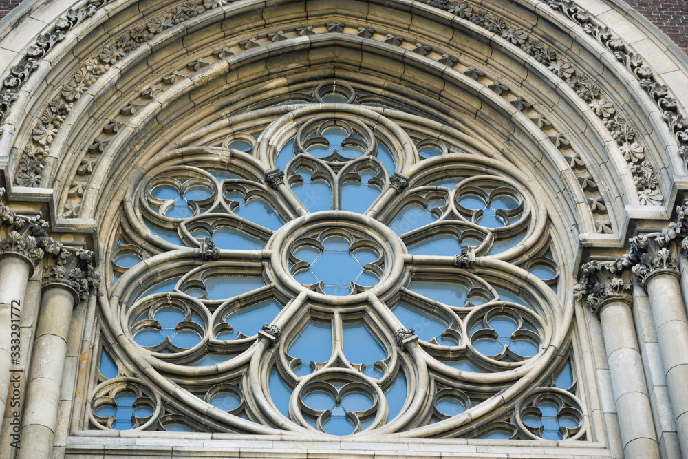 Rose window of a gothic church, temple or cathedral