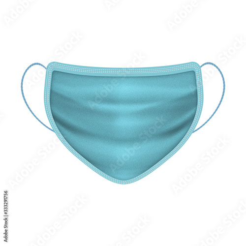 Protective medical face mask front side isolated on white background.  Safety breathing mask, hospital breathing medical respirator face mask.