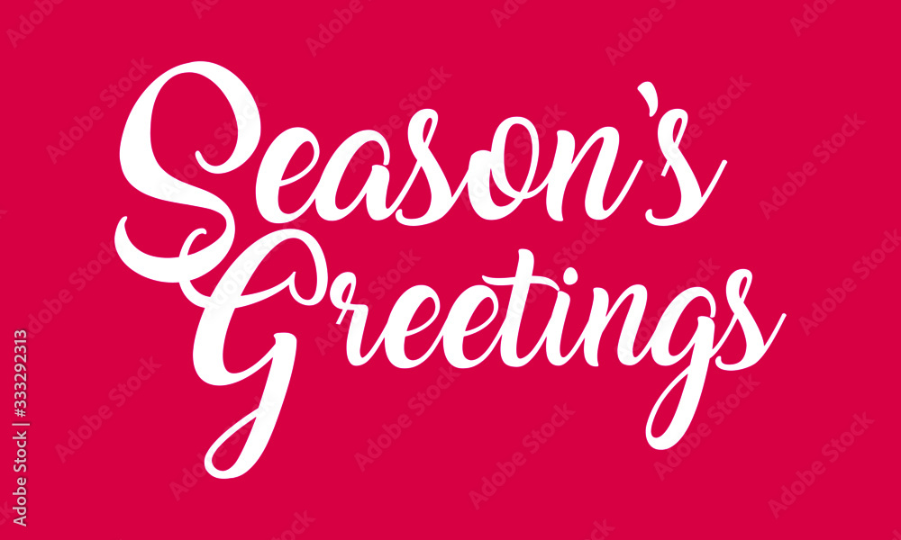 Seasons Greetings Creative Cursive handwritten lettering on Pink background.