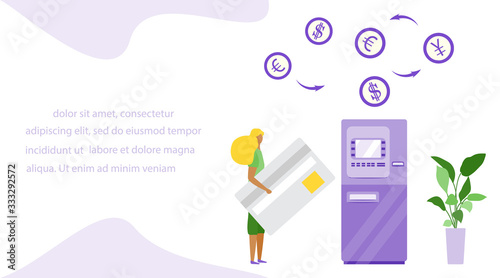 Vector ATM people bank card Financial operations