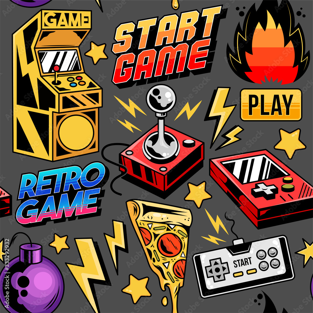Foto Seamless pattern with gamers elements