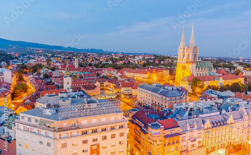 Aerial view of  Zagreb city, capital town of Croatia photo