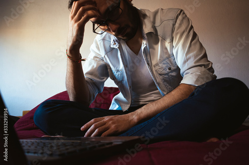 frustrated entrepreneur man working