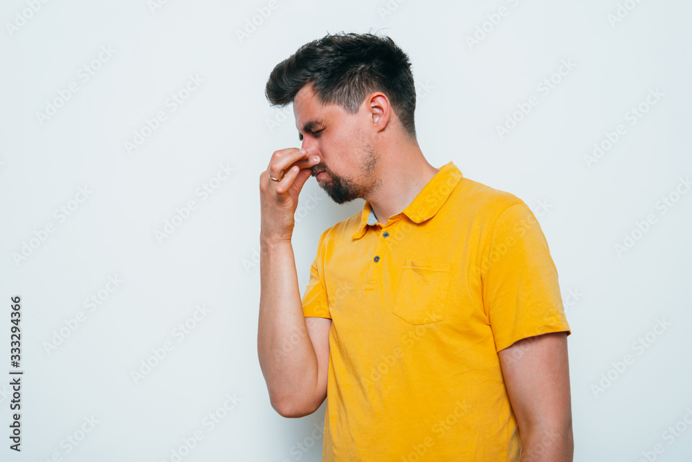 The stench. Closes the man's nose The stench. Closes the man's nose