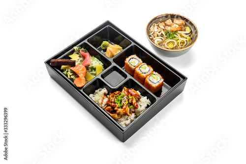 Japanese ben-to set served with soup